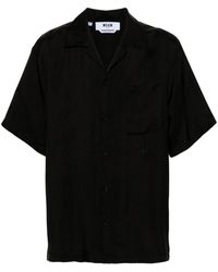 MSGM - Camp-collar Satin Shirt - Lyst