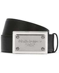 Dolce & Gabbana - Calfskin belt with branded tag - Lyst