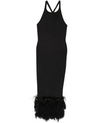 Vestiaire d'un Oiseau Libre - Feather-Trim Crossover-Strap Dress - Lyst