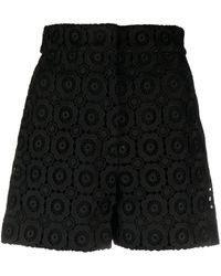 Moschino - Floral-appliqué High-waist Mini Shorts - Lyst