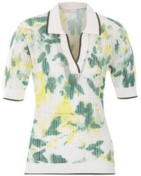 Liu Jo - Printed Mesh V-Neck T-Shirt - Lyst