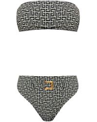 Balmain - Geometric-Print Belted Bikini - Lyst