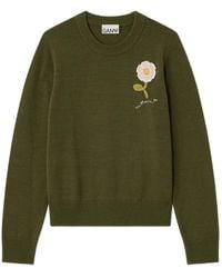 Ganni - Jumper With Crochet Flower - Lyst