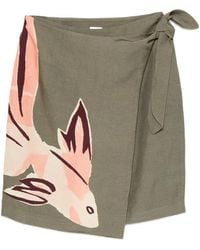 Paul Smith - Graphic-Print Wrap Mini Skirt - Lyst
