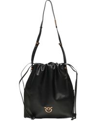 Pinko - Drawstring Leather Shoulder Bag - Lyst
