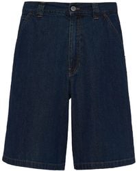 Prada - Bermudas Vaqueras Con Placa Del Logo - Lyst