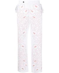Bode - Pilea Floral-embroidered Trousers - Lyst