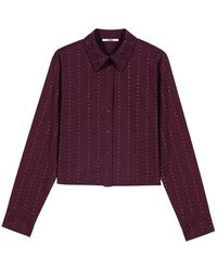 Maje - Cropped Rhinestone Cotton Shirt - Lyst