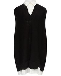 MM6 by Maison Margiela - Frayed Mini Knitted Dress - Lyst