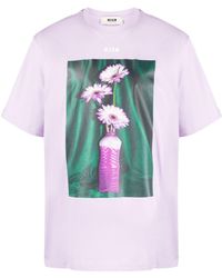 MSGM - Graphic-print Organic Cotton T-shirt - Lyst