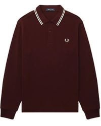 Fred Perry - Tipped-Collar Long-Sleeve Polo Shirt - Lyst