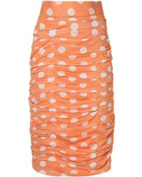 Falda envolvente ruffle hem Krisa de Chifón de color Naranja Mujer Ropa de Faldas de Faldas por la rodilla 