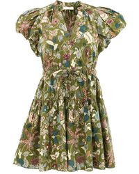 Ulla Johnson - Florales Izel Minikleid mit Puffärmeln - Lyst