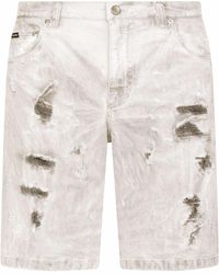 Dolce & Gabbana - Ripped-Detail Denim Shorts - Lyst