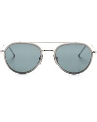 Thom Browne - Logo-engraved Pilot-frame Sunglasses - Lyst