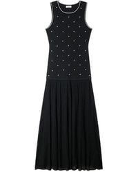 Sandro - Gebreide Maxi-Jurk Verfraaid Met Bloemen - Lyst