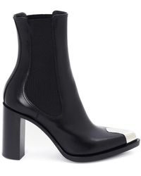 Alexander McQueen - Leather Heeled Ankle Boots 90 - Lyst