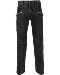 Balmain - Ribbed Slim-cut Bleached Jeans - Lyst