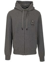 Dolce & Gabbana - Logo-Patch Zip-Up Hoodie - Lyst