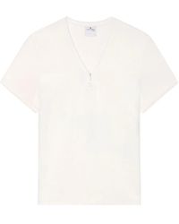 Courreges - V-Neck Cotton-Blend T-Shirt - Lyst