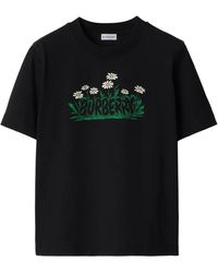 Burberry Daisy Logo Cotton T-Shirt in Black | Lyst