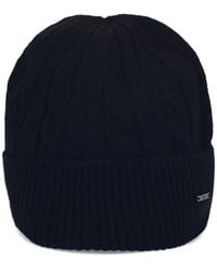 BOSS - Cable-Knit Turn-Up Brim Beanie Hat - Lyst