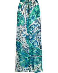 Twin Set Pantalones palazzo con motivo floral - Azul