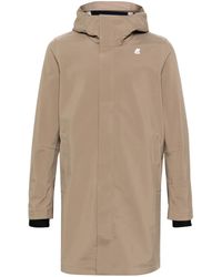 K-Way - Logo-Patch Hooded Single-Breasted Coat - Lyst