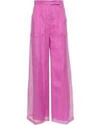 Max Mara - Wide-Leg Silk Trousers - Lyst