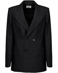Saint Laurent - Double-Breasted Oversize Virgin Wool Blazer - Lyst