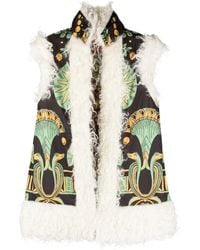 La DoubleJ - Faux Fur-Trim Patterned Gilet - Lyst