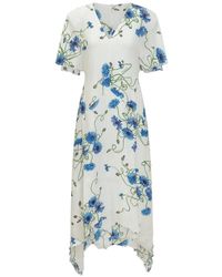 Stella McCartney - Vestido Midi Con Cuello En V Y Estampado Floral - Lyst