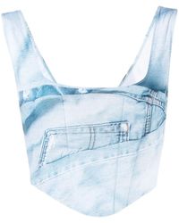 Natasha Zinko - Denim-Print Corset Top - Lyst