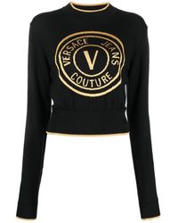 Versace - Intarsia-knit Logo Jumper - Lyst