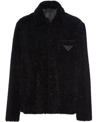 Prada - Triangle-logo Shearling Blouson Jacket - Lyst