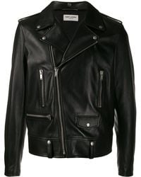 Saint Laurent Veste de moto en cuir - Noir