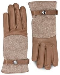 Peserico - Gants En Tweed À Empiècements En Cuir - Lyst