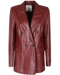ERMANNO FIRENZE - Double-Breasted Peaked-Lapel Leather Jacket - Lyst