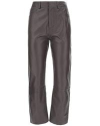 Alberta Ferretti - Logo-Plaque Leather Trousers - Lyst