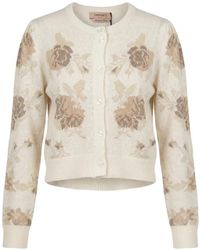 Twinset - Cardigan En Jacquard Floral À Manches Bouffantes - Lyst