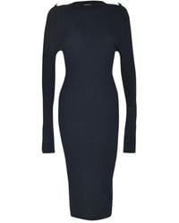 Dondup - Ribbed Buttoned-Cuff Dress - Lyst