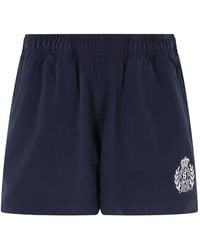Sporty & Rich - Logo-Print Elasticated-Waist Shorts - Lyst