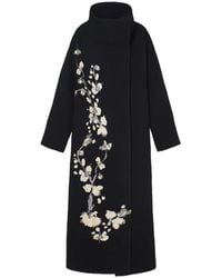 Psophia - Floral-Print Funnel-Neck Coat - Lyst