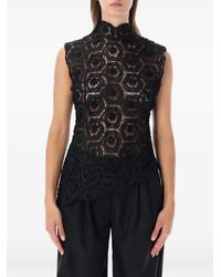 OperaSPORT - Donatella Floral-Lace Asymmetric Top - Lyst