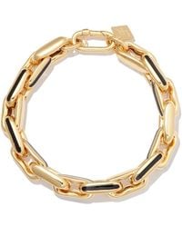 Lauren Rubinski - 14kt Yellow Gold Enamel-detail Chain-link Bracelet - Lyst