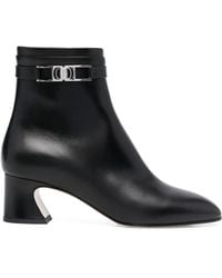 Ferragamo - Vara Chain Leather Ankle Boots - Lyst