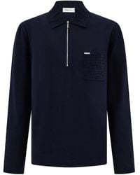 Ferragamo - Zip Long-Sleeved Polo Shirt - Lyst