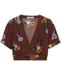 Prada - Cropped-Top Mit Blumen-Print - Lyst