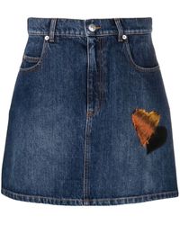 Marni - Heart-appliqué Denim Miniskirt - Lyst