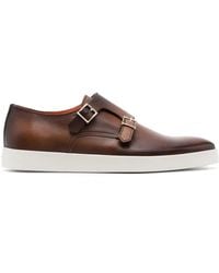 Santoni - Double-Buckle Leather Monk Shoes - Lyst